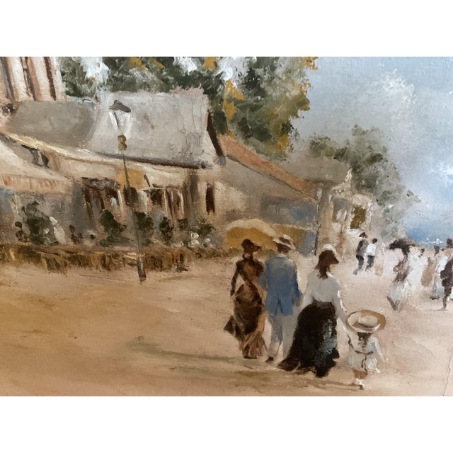 Mid 20th Century Vintage Oil on Canvas Painting of a Waterfront Landscape - Framed For Sale - Image 5 of 10