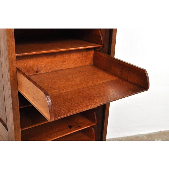 Antique Roller Door Cabinet in Oak, 1900s For Sale - Image 5 of 13
