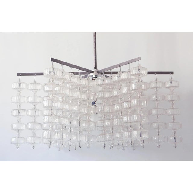 1960s Large Mid-Century German Glass and Steel Chandelier by Aloys Ferdinand Gangkofner, 1960s For Sale - Image 5 of 18