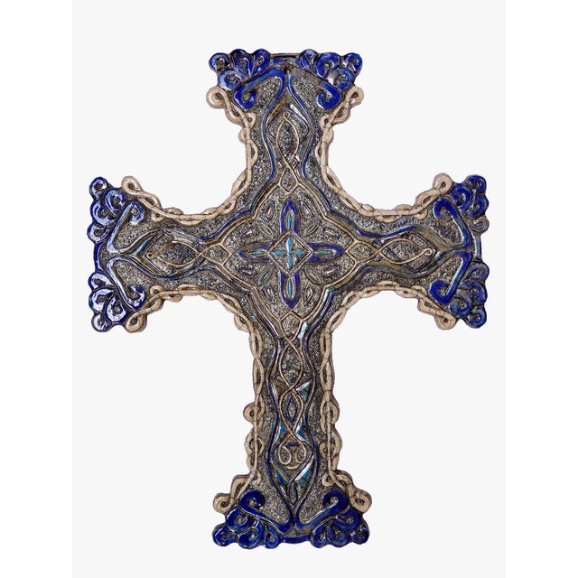 Raku Ceramic Wall Sculpture Intertwining Flowers and Geometries by Stefania Zoppellaro For Sale - Image 13 of 13