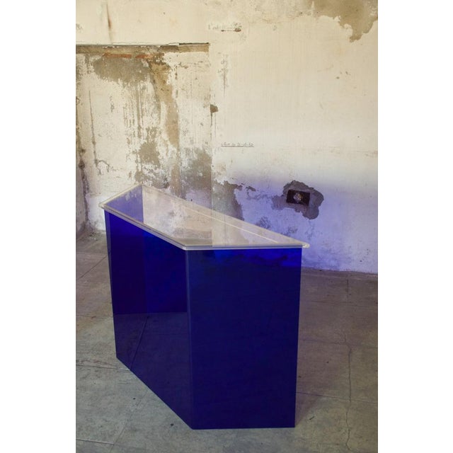 Plastic Blue International Acrylic Glass Reception Display Stands, 1980, Set of 2 For Sale - Image 7 of 18