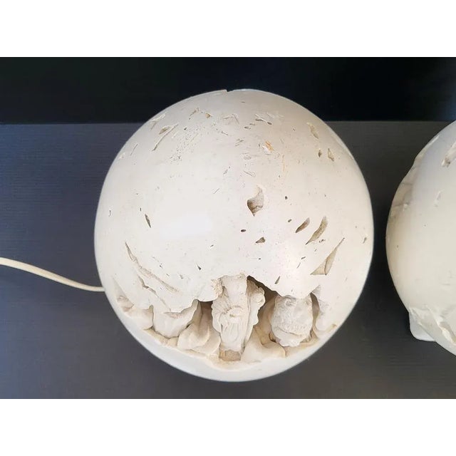 White Vintage Egg Lamps, 1970, Set of 2 For Sale - Image 8 of 12