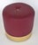 Offered for sale is a low stool upholstered in red faux-shagreen vinyl with a bright gold finished wood base. The top has...