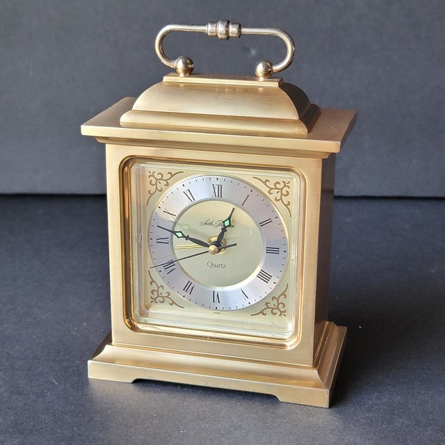 Vintage Seth Thomas Brass Rapture Carriage Quartz Alarm Clock Made in