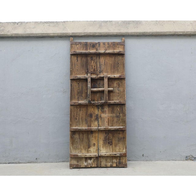 Antique Chinese Pine and Iron Compound Gate For Sale - Image 4 of 4