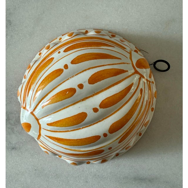 Ceramic Set of 3 Ceramic Orange and White Hand Painted Molds For Sale - Image 7 of 12