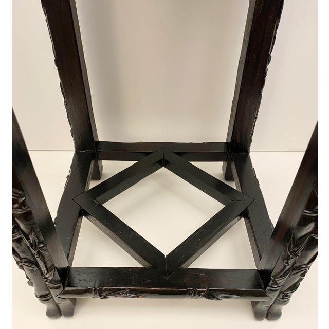 Wood 19th Century Hand Carved Chinese Side Table With Marble Top For Sale - Image 7 of 7