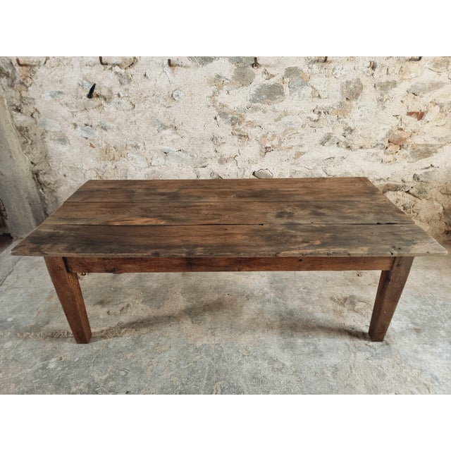 Rustic Antique Early 19th Century French Coffee Table in Chestnut Wood For Sale - Image 3 of 14