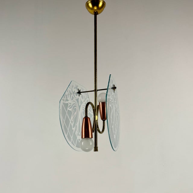 Mid-Century Modern Mid-Century Modern Italian Pendant Light by Pietro Chiesa for Fontana Arte, 1950s For Sale - Image 3 of 10