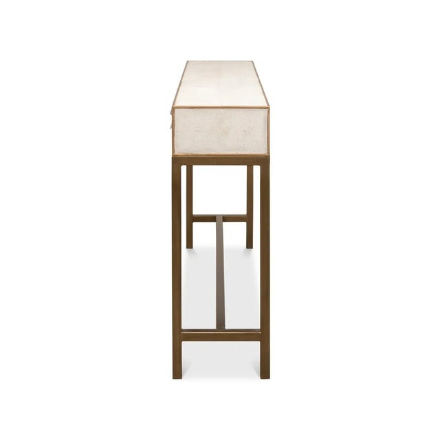 Metal Modern Osprey White Leather Wrapped Console For Sale - Image 7 of 12