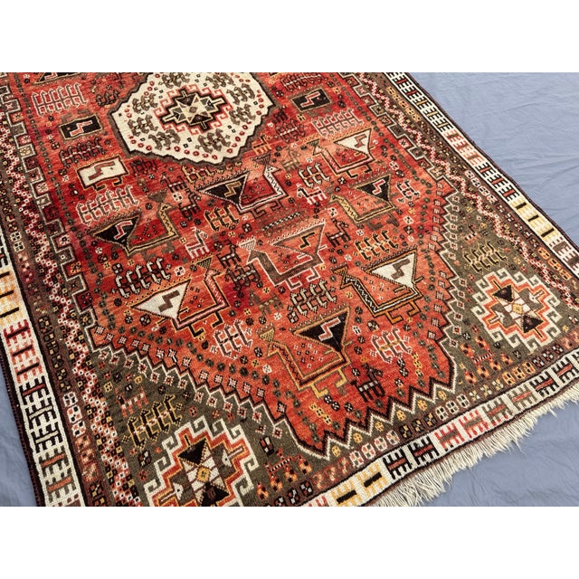Textile Unique Persian Vintage Qashqai Rug For Sale - Image 7 of 14