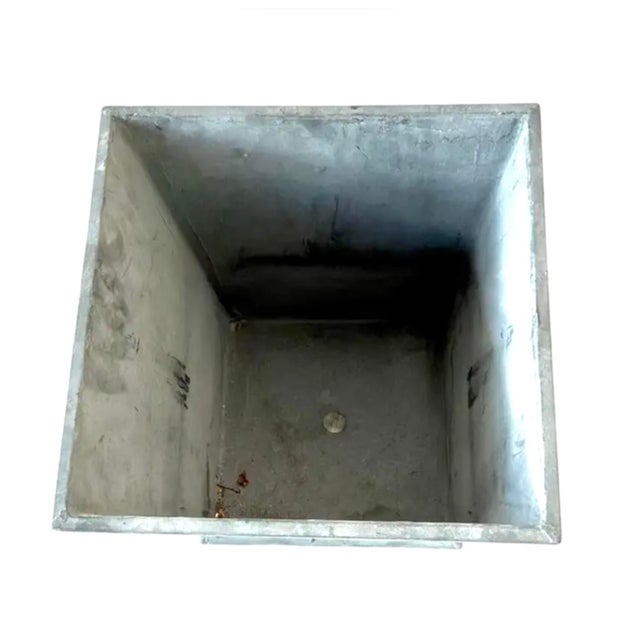 Metal Pair of Neoclassical Metal Planters, Gray Patina For Sale - Image 7 of 9