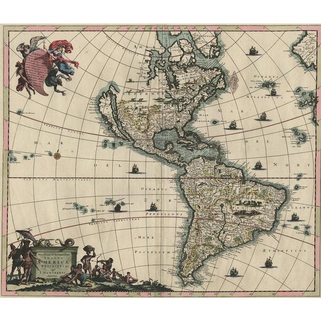 Antique Map of the Americas with Island California by Danckerts, 1680 For Sale - Image 10 of 10