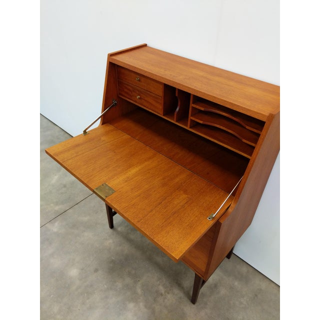 Wood Vintage Mid Century Modern Teak Secretary Desk For Sale - Image 7 of 7