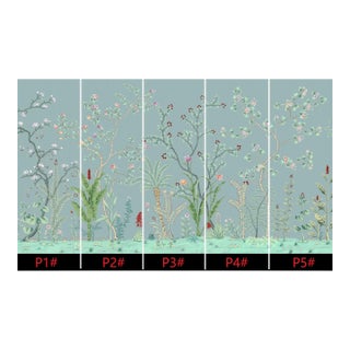 36" * H100"/Panel * 5ps, Grey Blue Tropical Rainforest Wallpaepr, Tropical Rainforest Style Wallpaper Mural, 5 Panels For Sale
