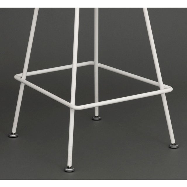 Early 21st Century Set of Three Harry Bertoia White Patinated Wire Bar Stools For Sale - Image 5 of 8