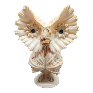 Vintage Folk Art Sea Shell Covered Owl Figurine 7”