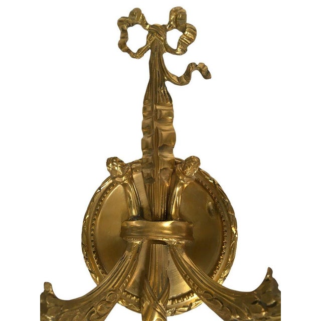 Metal Vintage Pair of Solid Brass Wall-Mount Sconces. For Sale - Image 7 of 7