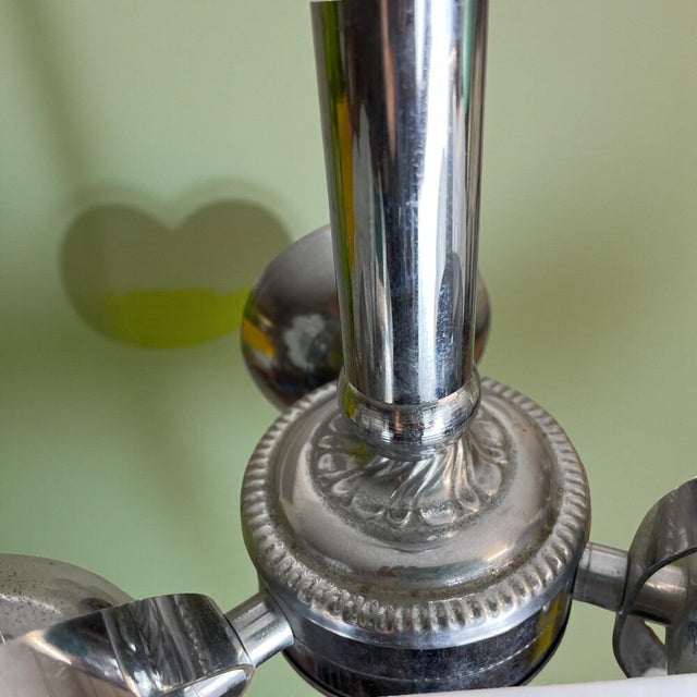 Space Age Chromed Metal and Glass 3-Light Sputnik Chandelier, 1960s For Sale - Image 10 of 13