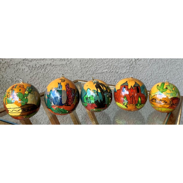 Set of 5 Late 20th-Century Hand-Painted Gourd Hanging Ornaments, New Mexico For Sale - Image 9 of 18