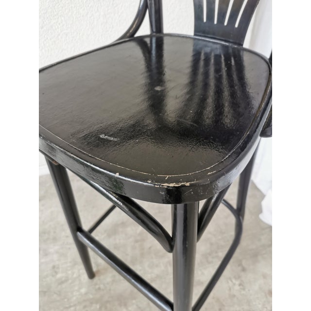 Mid-Century Black Bentwood Bar Chair in the style of Thonet, 1970s For Sale - Image 9 of 18