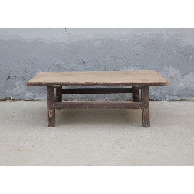 Farmhouse Vintage Chinese Elm Low Tea Table For Sale - Image 3 of 3