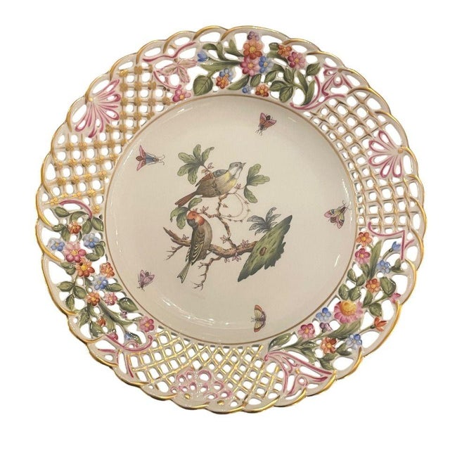 Modern Four Herend Porcelain Reticulated Dessert Plates. Hungary, Mid-20th Century. For Sale - Image 3 of 13