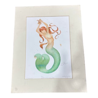 Robert Kline Sea Maiden Mermaid Virginia Signed Stamped Art Print 1913 # 23 For Sale