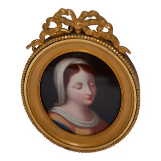 Early 20th Century Louis XV Porcelain Plaque of Madonna For Sale