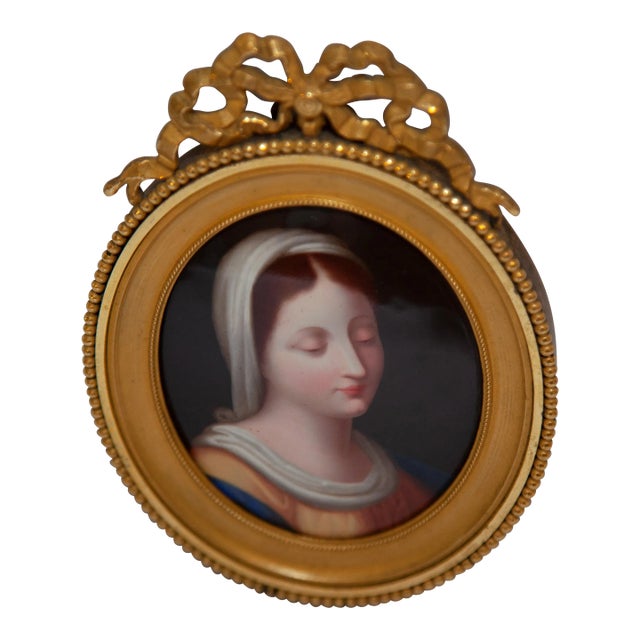 Early 20th Century Louis XV Porcelain Plaque of Madonna For Sale