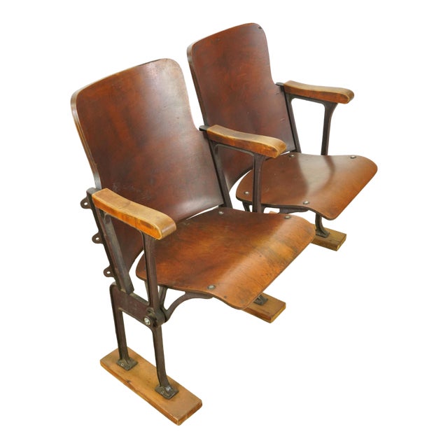 Vintage Folding Theater Seats Unit For Sale