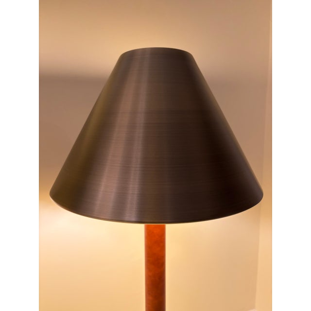 Metal Ralph Lauren Brass and Leather Candlestick Buffet Lamps - Pair For Sale - Image 7 of 7