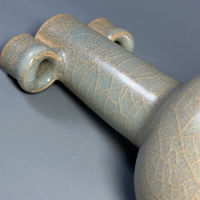 15th Century & Earlier Vintage Chinese Longquan Celadon Crackle Glaze Vase For Sale - Image 5 of 9