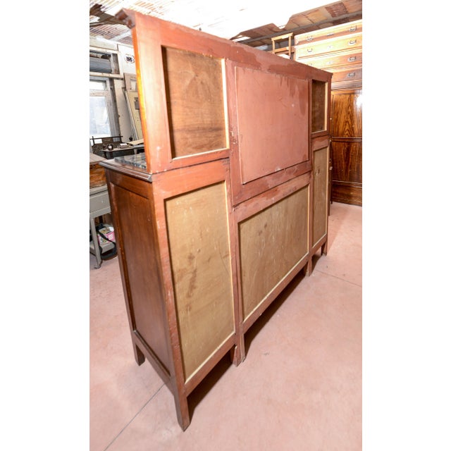 Red Vintage Italian Liberty Sideboard with Black Marble Plans & Central Mirror For Sale - Image 8 of 18