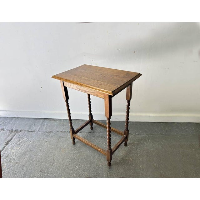 Small Antique Edwardian Oak Barley Twist Occasional Side Table, 1900s-1920s For Sale - Image 6 of 11