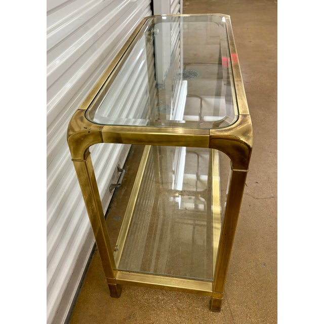 1970s Vintage Brass Console Table After Mastercraft For Sale - Image 5 of 10