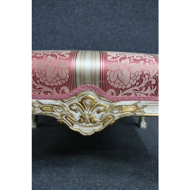 French Louis XV Style Painted Claw & Ball Footstool For Sale - Image 10 of 11