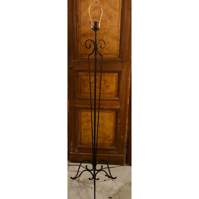 Black French 1920’s Wrought Iron Floor Lamp For Sale - Image 8 of 8