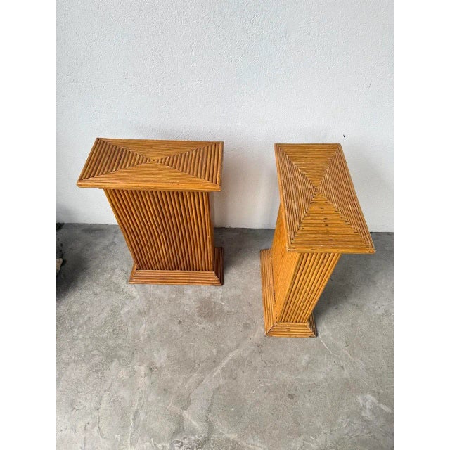 Pedestals in Rattan, 1960s, Set of 2 For Sale - Image 15 of 18