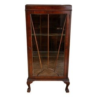 20th Century English Mahogany Display Cabinet with Claw and Ball Feet, 1920s For Sale