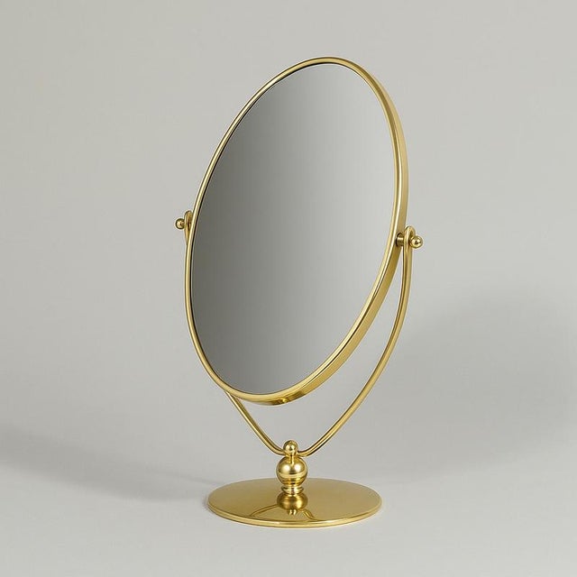 Art Deco Double-Sided Brass Table Mirror, 1940s For Sale - Image 15 of 16
