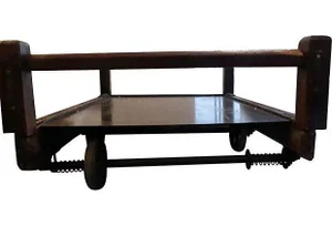 Large Industrial Cart Coffee Table on Wheels
