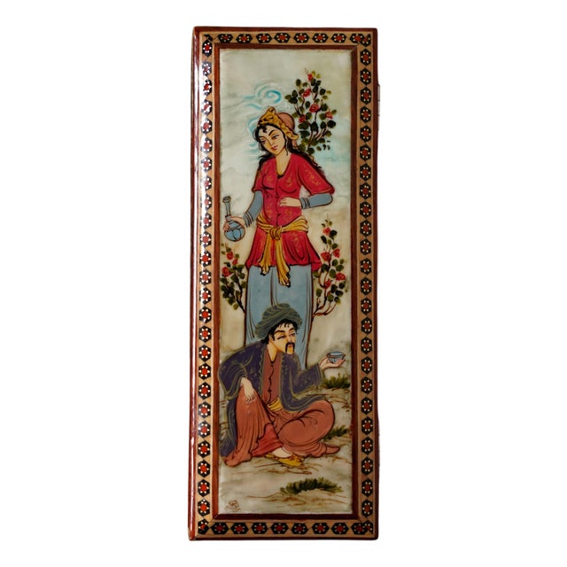 Hand-Painted Leili O Majnoun Jewelry Box, Khatam-Style Marquetry For Sale