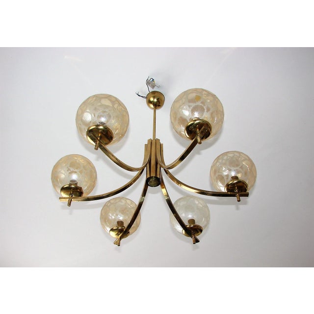Vintage Chandelier in Brass, Aluminium and Glass, 1970s For Sale - Image 6 of 12