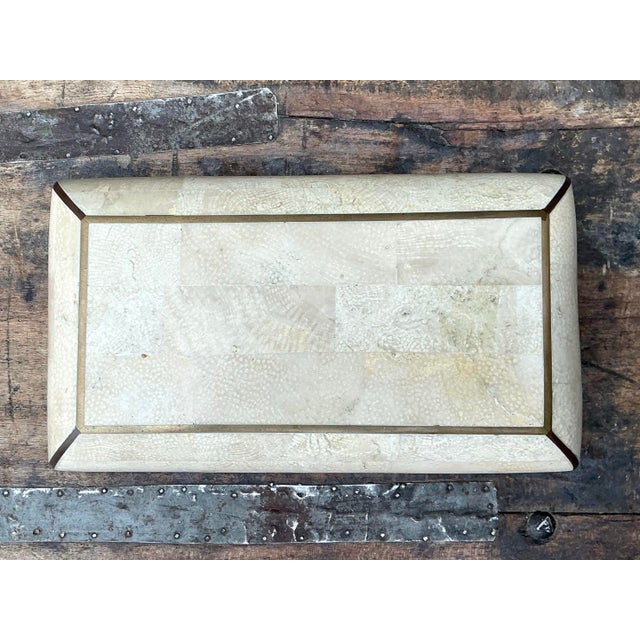 Vintage Tessellated Snakeskin With Brass Inlay Detail For Sale - Image 12 of 12