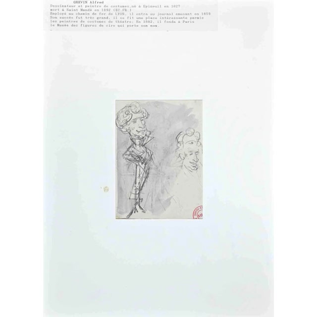 Portraits is an original drawing in Pencil and watercolor realized by Alfred Grévin in the Late-19 Century. Applied on a...