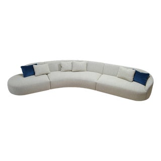 Rounded Sectional Modular Sofa in Beige Quinoa Boucle Fabric by Kabinet For Sale