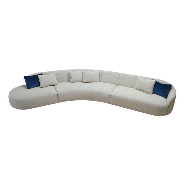 Rounded Sectional Modular Sofa in Beige Quinoa Boucle Fabric by Kabinet For Sale