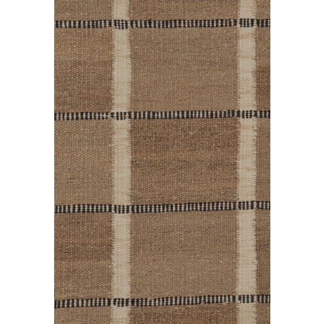 Rug & Kilim Rug & Kilim’s Scandinavian-Inspired Rug, Beige-Brown Earth Tones With Stripes For Sale - Image 4 of 9
