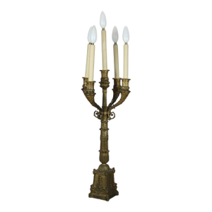Antique Neoclassical Bronze Five Light Candelabra Table Lamp C1890